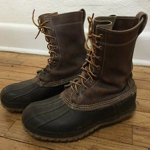 Vintage LL Bean Original Dark Leather Insulated Maine Hunting Bean Boot